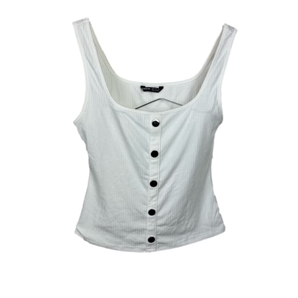Shein white crop top with buttons. - Picture 2 of 4